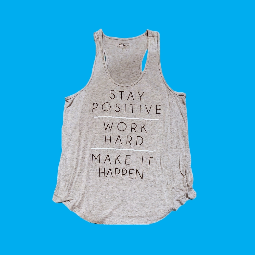 Miken Flow Relaxed Fit Tank Top Inspirational Work Hard Athletic Gym Large